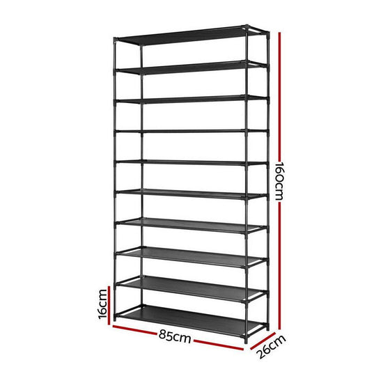 Artiss 10-Tier Shoe Rack Stackable 50 Pairs Black