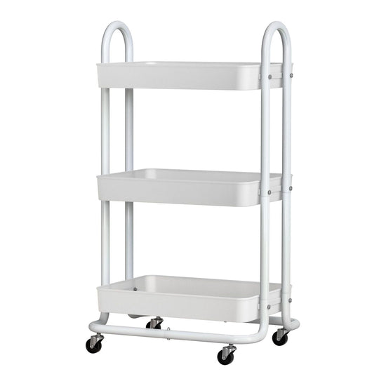 Artiss Storage Trolley Kitchen Cart 3 Tiers Rack Shelf Organiser Wheels White
