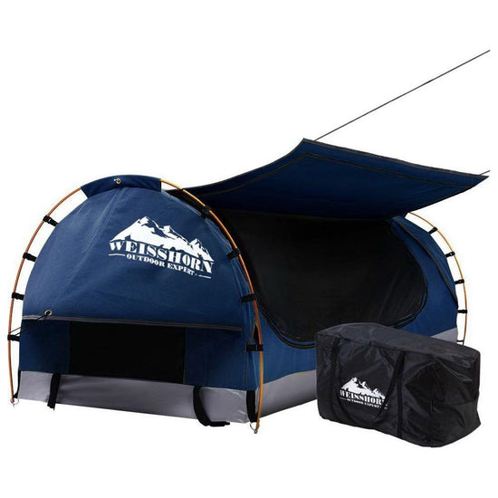 Weisshorn King Single Swag Camping Swags Canvas Free Standing Dome Tent Blue