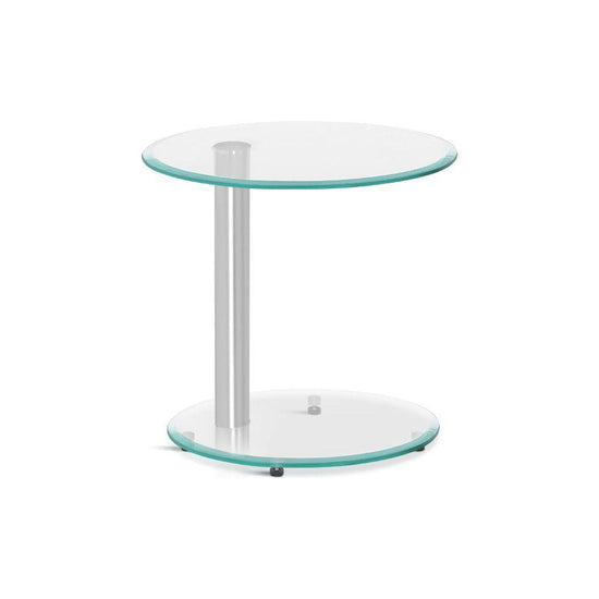 Artiss Coffee Table Round Tempered Glass Side End Beside Tables Cafe 45cm