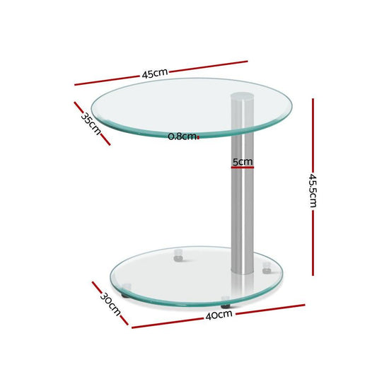 Artiss Coffee Table Round Tempered Glass Side End Beside Tables Cafe 45cm