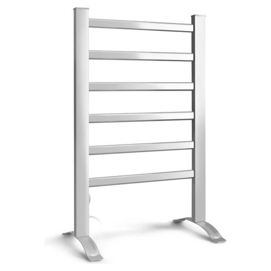 Devanti Electric Heated Towel Rail Rack 6 Bars Freestanding Clothes Dry Warmer