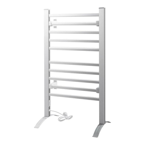 Devanti Electric Heated Towel Rail Rack 10 Bars Freestanding Clothes Dry Warmer