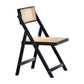 Artiss Dining Chair Wooden Rattan Foldable Black