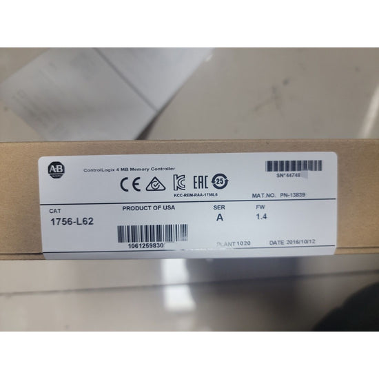 New Allen-Bradley 1756-L62 ControlLogix 4MB Memory Controller AB 1756L62