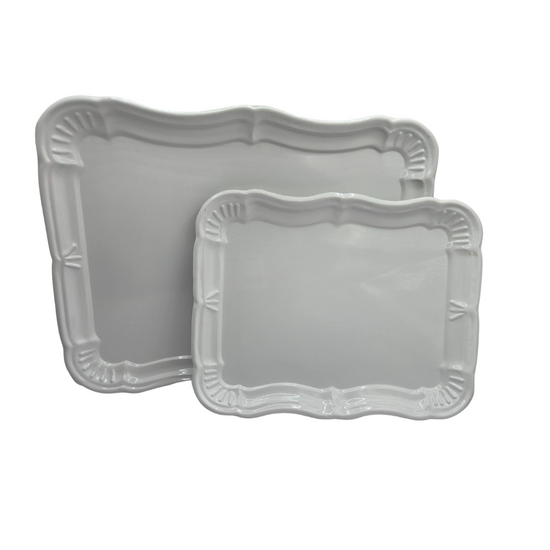 White Metal Serving Tray Set | Minimalist & Food-Safe Home Organisers (2pc)