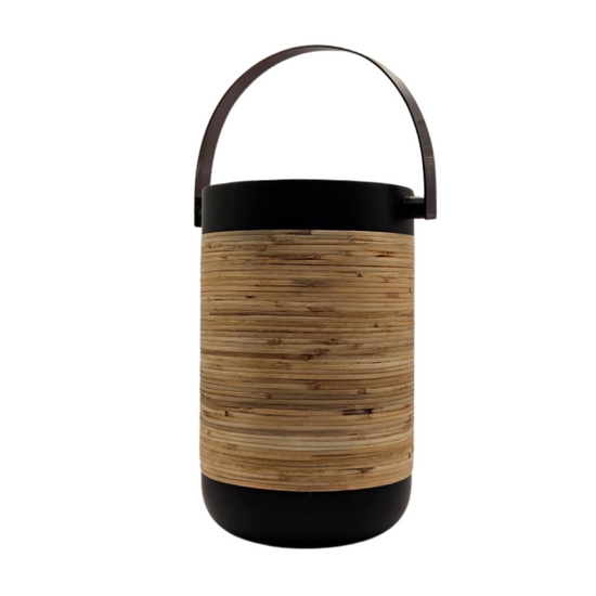 Plantation Wine Cooler - Matte Black with Rattan Wrap | Stainless Steel