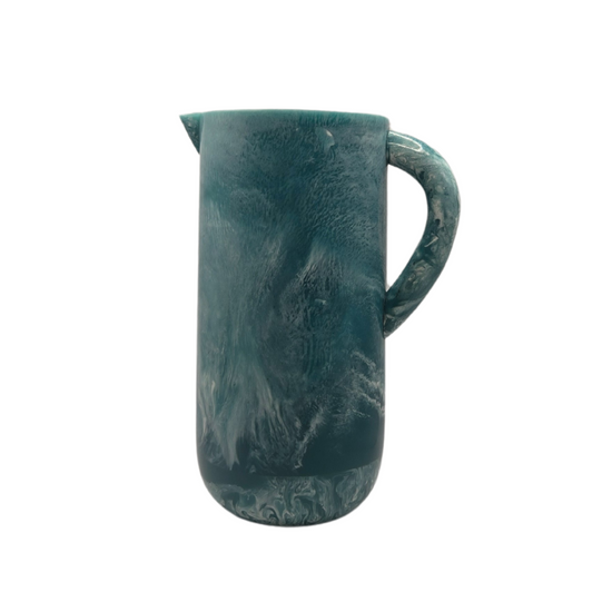 Blue Resin Pitcher Hand-Poured Marbled Jug