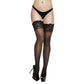 Lace Top Sheer Silicone Stay Ups - Black - Queen