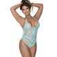 Exposed Lingerie Mesh And Lace Teddy Blush - Turquoise - Large/Extra Large