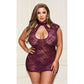 Baci Lingerie Lace Keyhole Mini Dress - Purple - Queen