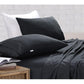 Elan Linen 100% Egyptian Cotton Vintage Washed 500TC Charcoal Single Bed Sheets Set