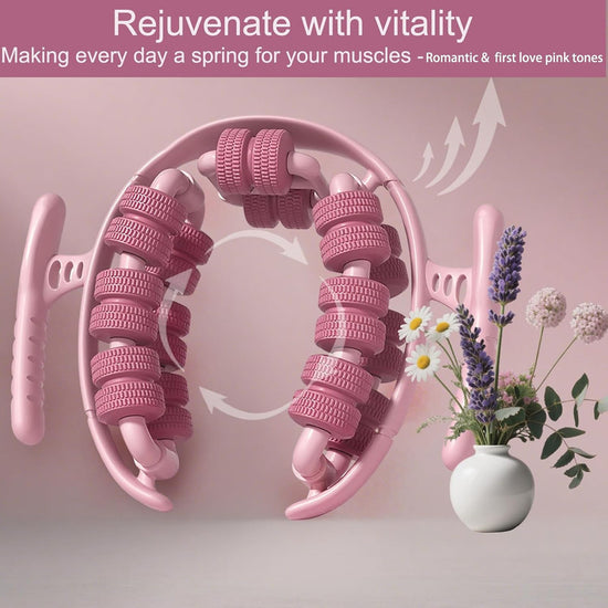 Lymphatic Drainage Massager,Cellulite Massage Roller,Body Sculpting Machine，Thighs Massager, Manual Leg Roller，Relaxing Muscles,360 °28 Wheels Anti Cellulite Roller for Legs (Pink)