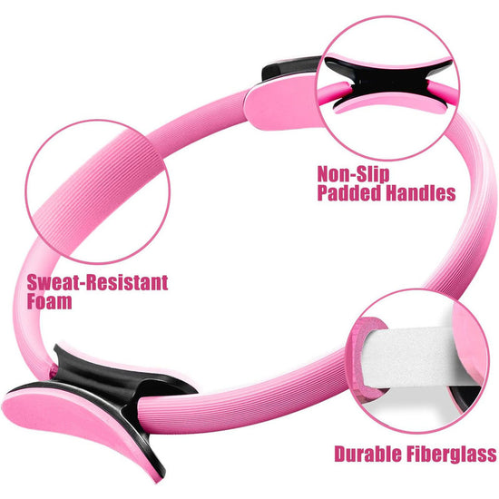 Pilates Ring Kit – Pilates 14" Magic Circle, 9" Mini Exercise Ball for Inner Thighs, Arms & Core Toning – Home Pilates Fitness Ring Workout Set for Women Beginner Starter kit