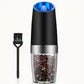 Gravity Electric Salt and Pepper Grinder Set, Battery Powered LED Light One Hand Automatic Operation, Adjustable Coarseness Mill Grinders Shakers Black, Kitchen Gadgets Gift Ideas