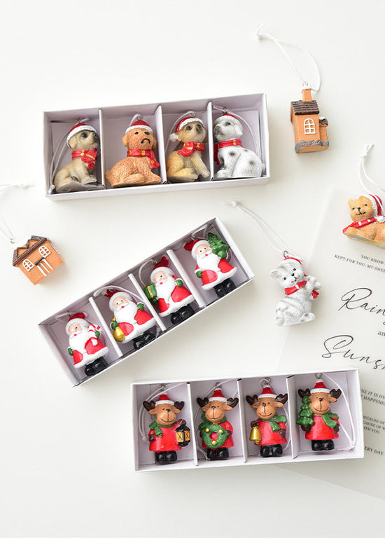 Christmas gift Christmas mini resin snow house Christmas tree pendant