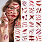 Halloween Tattoos 3D Temporary Tattoos Fake Wound Stickers Blood Wounds - Red - Size scarB-12pcs