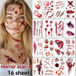 Halloween Tattoos 3D Temporary Tattoos Fake Wound Stickers Blood Wounds - Red - Size scarE-24pcs