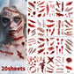 Halloween Tattoos 3D Temporary Tattoos Fake Wound Stickers Blood Wounds - Red - Size scarE-24pcs