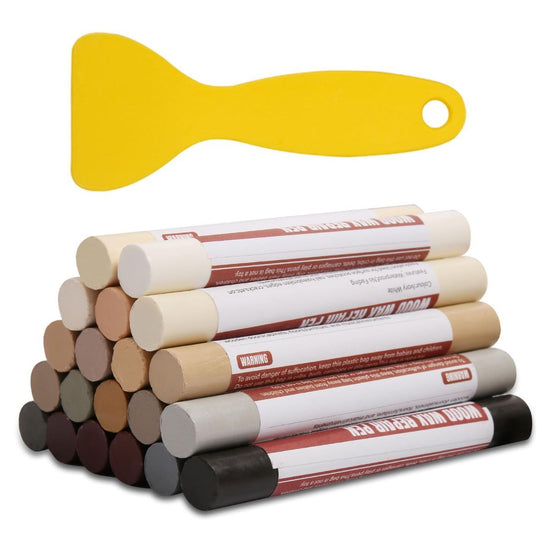 Wood Filler Sticks 20 Colors Repair Wax Sticks Kit Furniture Touch Up Crayons for Repairing Scratches Holes Cracks Wood Floor Tables Cabinets Doors Hardwood(Common Series)