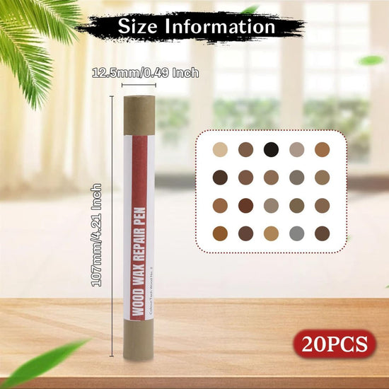 Wood Filler Sticks 20 Colors Repair Wax Sticks Kit Furniture Touch Up Crayons for Repairing Scratches Holes Cracks Wood Floor Tables Cabinets Doors Hardwood(Technicolor Series)