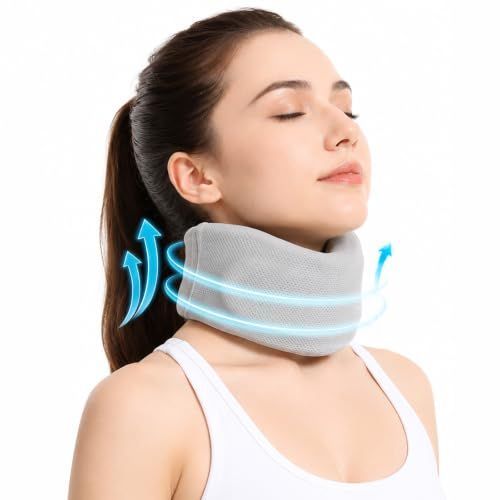 Neck Brace for Sleeping,Neck Pain & Support,Adjustable Length Washable Comfort Neck Support Brace, Foldable Breathable Cervical Collar for Keep Vertebrae Stable,3.5" Tall Suit for Work,Travel