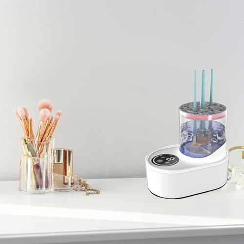 3 in 1 Electric Makeup Brush Cleaner, Dryer Machine Automatic USB Rechargeable with High Speed Rotating Waterflow for Home Use