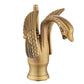 Swan-Shaped Bathroom Faucet – Single-Handle Single-Hole Sink Faucet, Deck-Mounted, Short Model, Elegant Vanity Faucet for Bathroom - Gold - Size 19cm