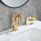 Swan-Shaped Bathroom Faucet – Single-Handle Single-Hole Sink Faucet, Deck-Mounted, Short Model, Elegant Vanity Faucet for Bathroom - White-Gold - Size 19cm