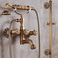 Bathtub Faucet with Handheld Shower – Antique Brass Wall-Mounted Multifunctional Mixer Tap, Hot & Cold Water, Vintage Bathroom Tub Faucet - Bronze - Size B