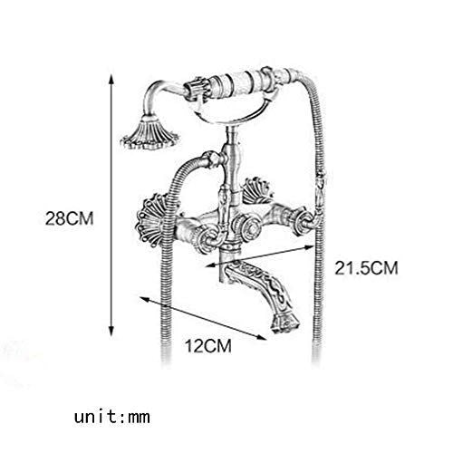 Bathtub Faucet with Handheld Shower – Antique Brass Wall-Mounted Multifunctional Mixer Tap, Hot & Cold Water, Vintage Bathroom Tub Faucet - Bronze - Size C