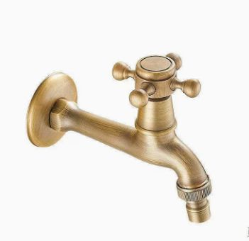 Antique Brass Faucet for Garden Hose, Fence, Bathroom & Outdoor Use – Durable and Stylish Faucet Accessory, Perfect for Home and Gardening - Bronze - Size Long style1