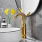 Swan-Shaped Single-Handle Single-Hole Vessel Faucet – Deck-Mounted Bathroom Sink Faucet, Tall Model, Elegant Vanity Faucet - Bronze - Size 33cm