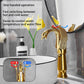 Swan-Shaped Single-Handle Single-Hole Vessel Faucet – Deck-Mounted Bathroom Sink Faucet, Tall Model, Elegant Vanity Faucet - Gold - Size 33cm