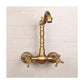 Antique Bathtub Faucet – Dual-Handle Brass Wall-Mounted Tub Faucet with Hot & Cold Mixer, Tall Model, Elegant for Villa Bathroom - Bronze - Size Tall1