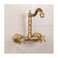 Antique Bathtub Faucet – Dual-Handle Brass Wall-Mounted Tub Faucet with Hot & Cold Mixer, Tall Model, Elegant for Villa Bathroom - Bronze - Size Tall2