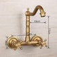 Antique Bathtub Faucet – Dual-Handle Brass Wall-Mounted Tub Faucet with Hot & Cold Mixer, Tall Model, Elegant for Villa Bathroom - Bronze - Size Tall4