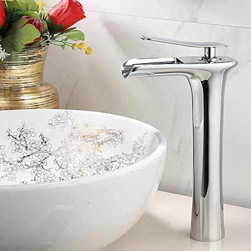 Basin Hot and Cold Water Faucet, Waterfall Type Water Outlet, Antique Brushed Finish – Vintage Bathroom Sink Faucet - Silver - Size 280mm