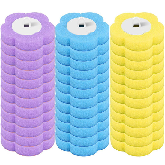 36 Pack Disposable Toilet Bowl Cleaner Wand Refills, 360° Sponge Replacement Heads for Wall Mounted Brush System, Hygienic Deep Cleaning Bathroom Scrubber Pads