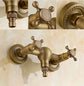 Brass Bathtub Faucet with Antique Finish – Wall-Mounted Hot & Cold Water Faucet for Bathroom and Shower