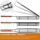 4 Pack BBQ Grill Basket for Home Foldable Non-Stick Barbecue Grill with Wooden Handle Powder Coated Stainless Steel Mesh Tandoori Chicken & Vegetable Griller Portable Outdoor Barbeque Tool for