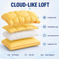 Cooling Marshmallow Puff Pillow, Quilted Cool-Touch Bed Pillow for Adults, Cloud-Like Fluffy Sleep Pillow with Neck Support for Side Back Sleepers - Pink - Size 74*48cm