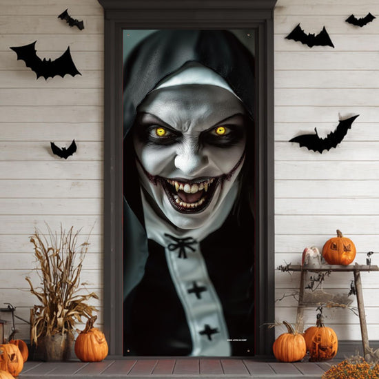 Halloween Scary Ghost Door Cover Decorations Indoor, 3D Door Cover for Halloween Decorations, Scary Home Party Supplies Front Room Decor - Multi-color