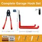 Garage Hooks, 6 Pack Medium Square Wall Hooks for Hanging Heavy Duty Ladders, Bikes, Tools Ideal for Garage, Garden, Basement Utility Room Storage (Orange)