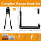 Garage Hooks, 4 Pack 7.7inch Large Square Wall Hooks for Hanging Heavy Duty Ladders, Bikes, Tools Ideal for Garage, Garden, Basement Utility Room Storage (Black)