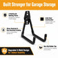 Garage Hooks, 4 Pack Wave Hooks for Hanging Heavy Duty Ladders, Bikes, Tools Ideal for Garage, Garden, Basement Utility Room Storage (Black)