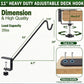 15 in Deck Railing Plant Hanger 2 PCS, Deck Hooks for Railing | Heavy Duty Solid Iron Shepherds Hook, For Deck Railing & Bird Feeders Outdoors, Stable Plant Hanger Bracket for Balcony,Porch - Black