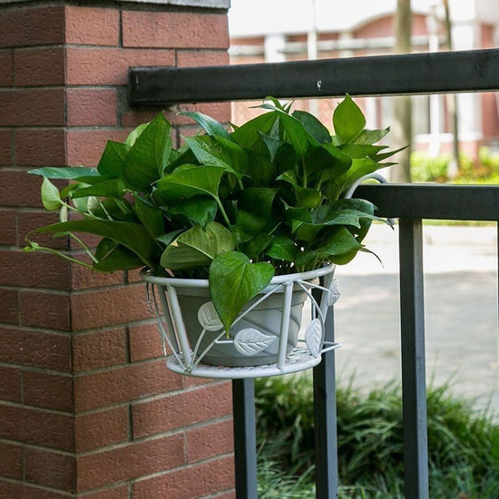 2-Pack Metal Plant Holders for Indoor Outdoor Railings, Fence Plant Hangers, Hanging Flower Baskets for Porch, Balcony, Stair Railing - Brown