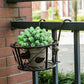 2-Pack Metal Plant Holders for Indoor Outdoor Railings, Fence Plant Hangers, Hanging Flower Baskets for Porch, Balcony, Stair Railing - White