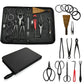 Gardening Bonsai Tool Sets 15pcs Carbon Steel Garden Plant Trimming Kit Scissor Cutter Shear Heavy Duty Nylon Case Outdoor Entrenching Tools